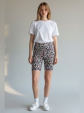 Aeropostale Black Floral Bike Shorts